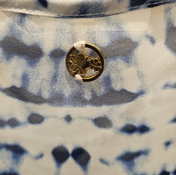 Hawaiian Tropic Tie-Dye Tunic Top Blue White Boho Beachwear P/S - Picture 5 of 9